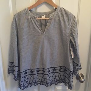 Old Navy Blue and White Striped Top